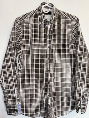 New without Tags Tasso Elba Men's Black & White Plaid Button-Down Shirt